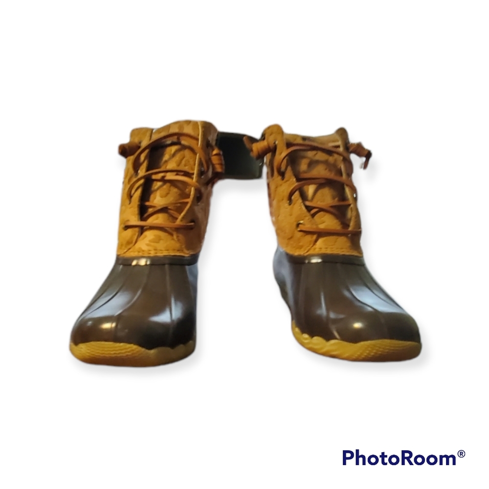 Sperry Cheetah Print Duck Boot New In Box Women's Size 8 An All-Weather Boot - Picture 2 of 15